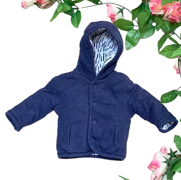 Preloved George Newborn Baby Reversible Navy and White Coat - Up to 4.5kg / 9lbs - Picture 4 of 17